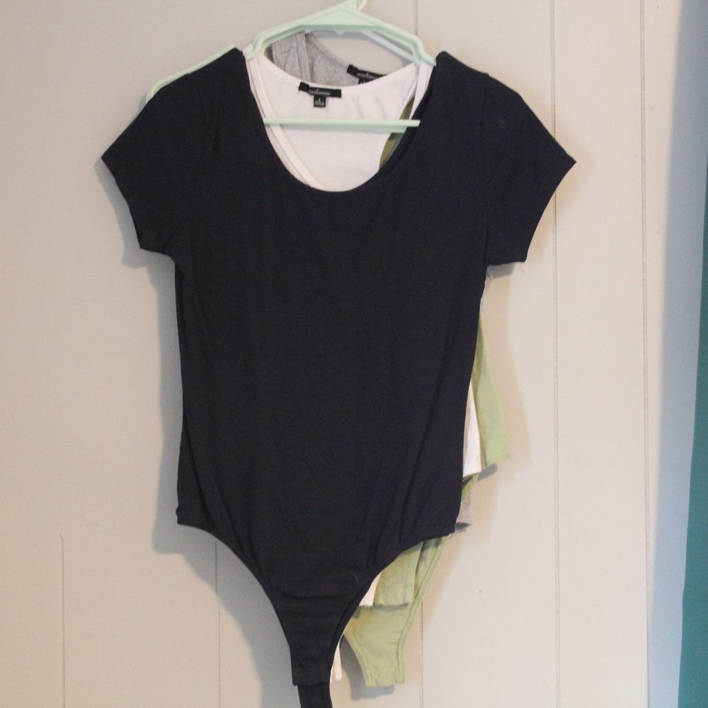 Scoop neck, thong bodysuit